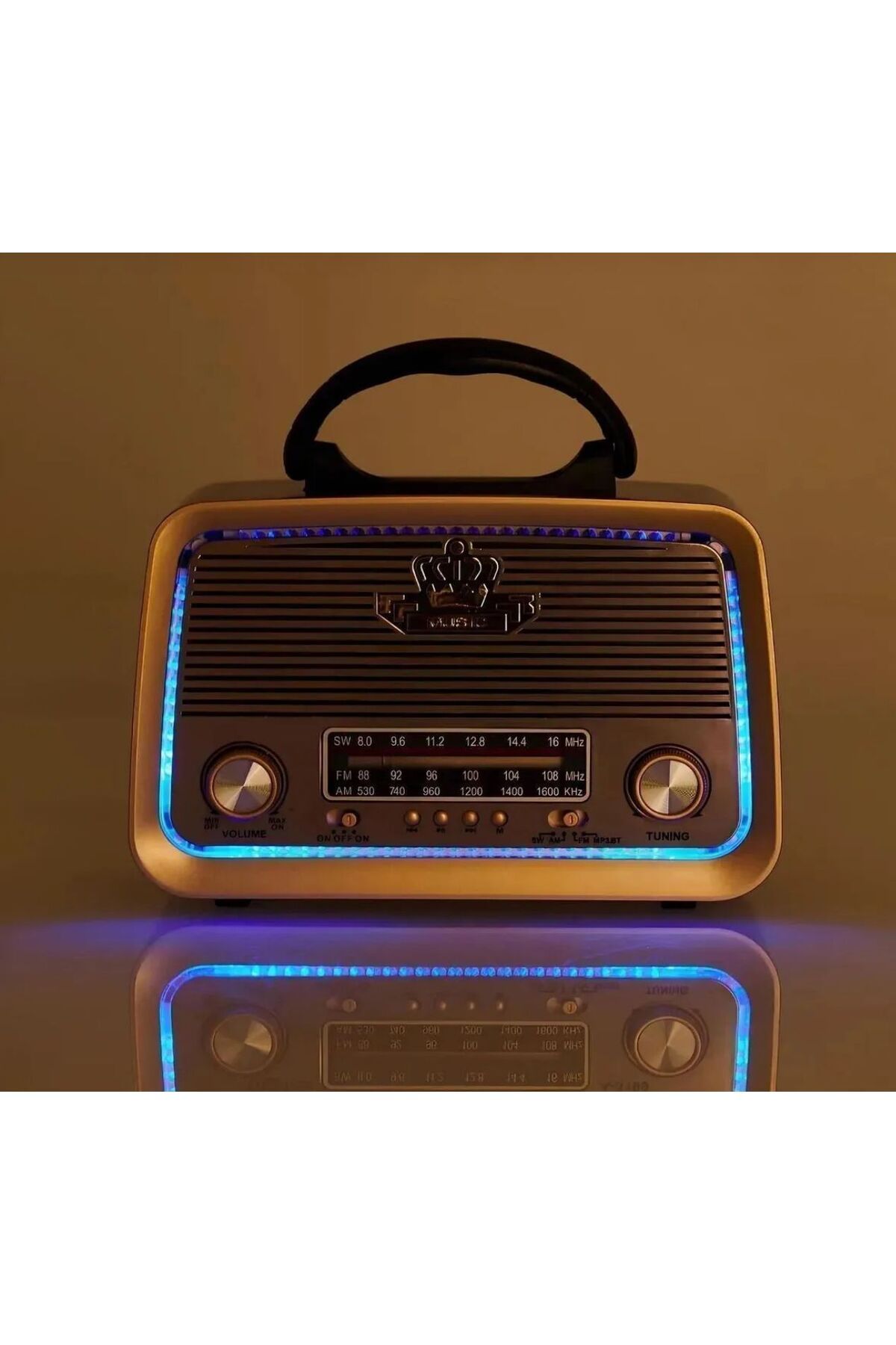 SUPER JVS 301 Eskitme Nostalji Tasarımlı Bluetoothlu Nostalji Radyo Fm-Sd Kart-Aux