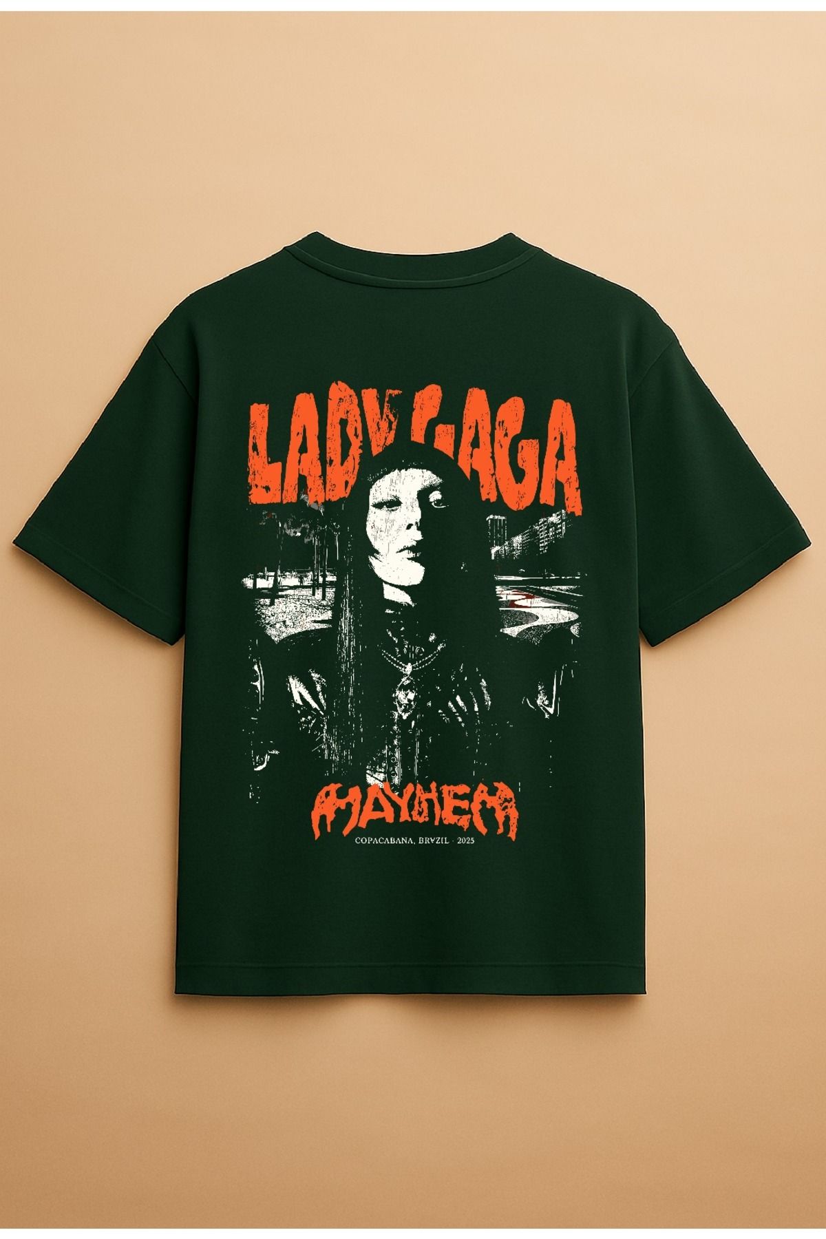 Altair Tr Yeşil Renk Oversize Lady Gaga Baskılı Unisex Tişört T-shirt