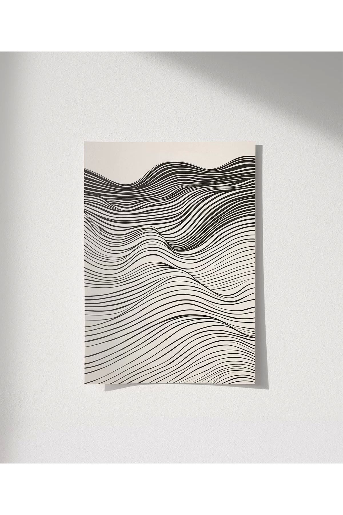 VOGLOO Çerçevesiz Poster Dalgalı Çizgiler Soyut Sanat