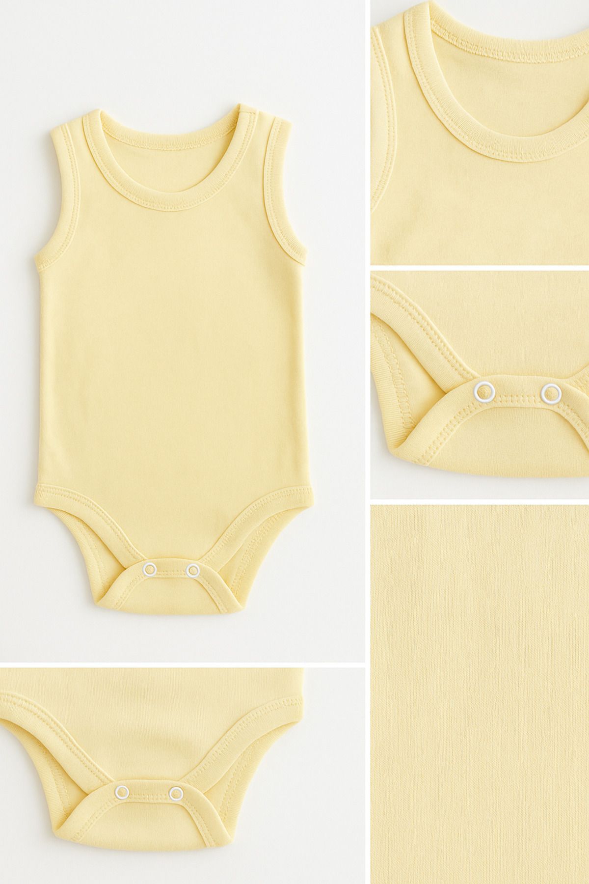 Trend Bebe Butik 3’lü Bebek Zıbın Seti | Pamuklu Kolsuz Çıtçıtlı Yazlık Body Erkek & Kız Bebek İçin Unisex Badi Tulum