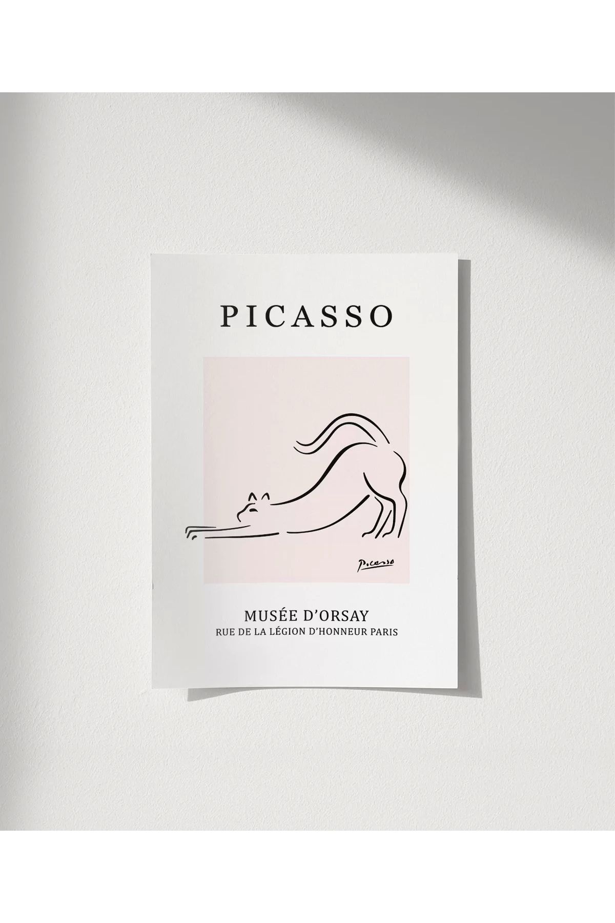 VOGLOO Çerçevesiz Poster Pembe Arka Planlı Picasso Çizim