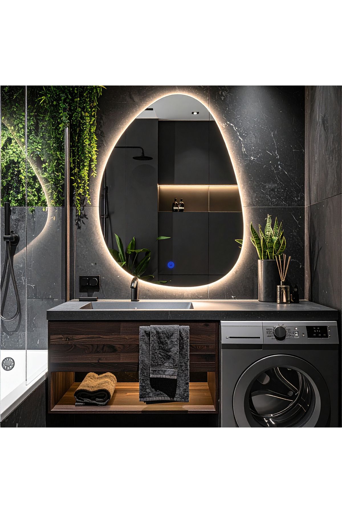 lumora mirror design Luno Günışığı Led'li Lavabo & Banyo Aynası (Dokunmatik Sensörlü)