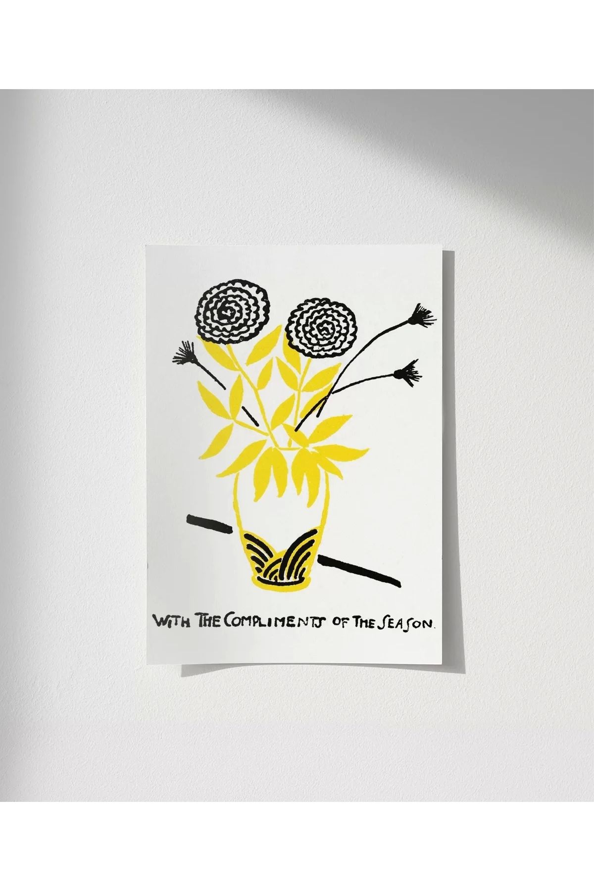 VOGLOO Çerçevesiz Poster El Çizimi Vazo ve Çiçek Motifli Grafik