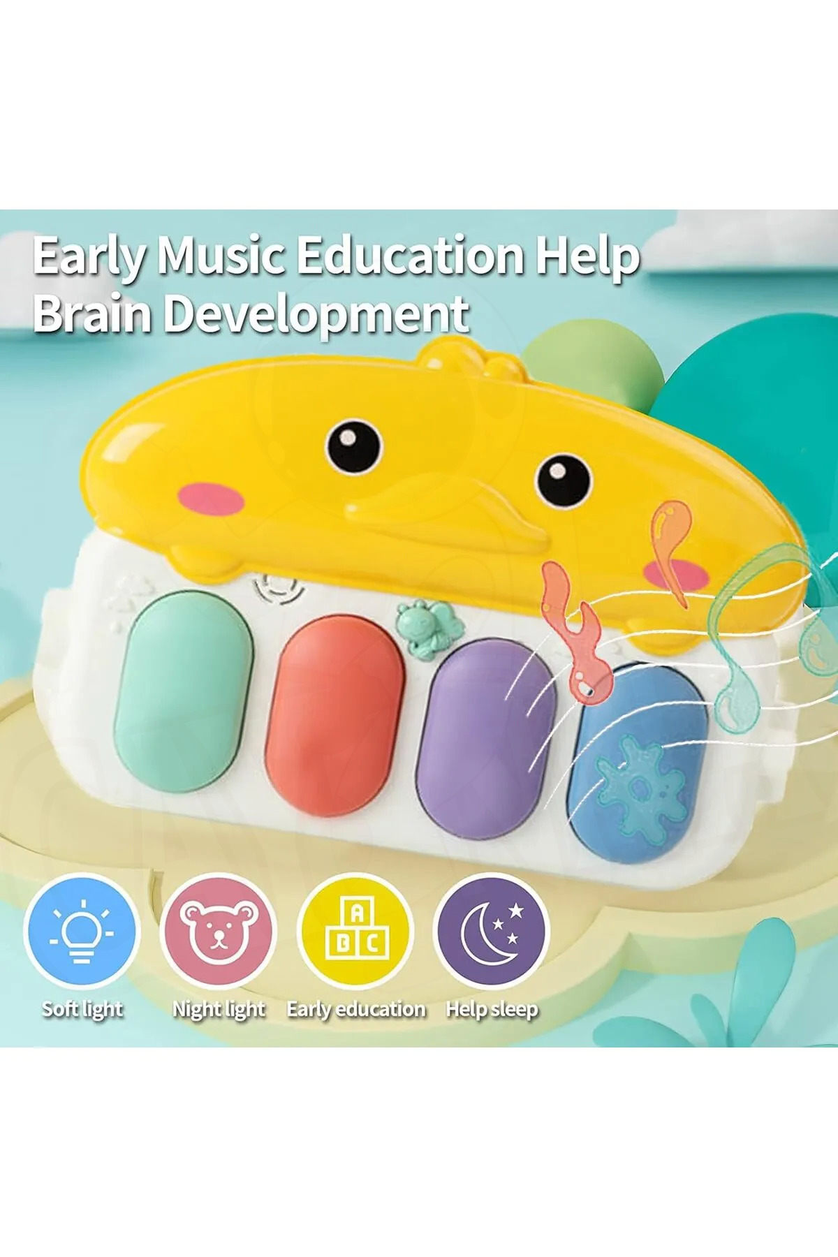 cayenna Bebek Oyun Halısı Piyanolu, Gökkuşağı Ördek Desenli 73 cm Sesli Dönenceli Bebek Halısı fotoğrafı 5 (önizleme)