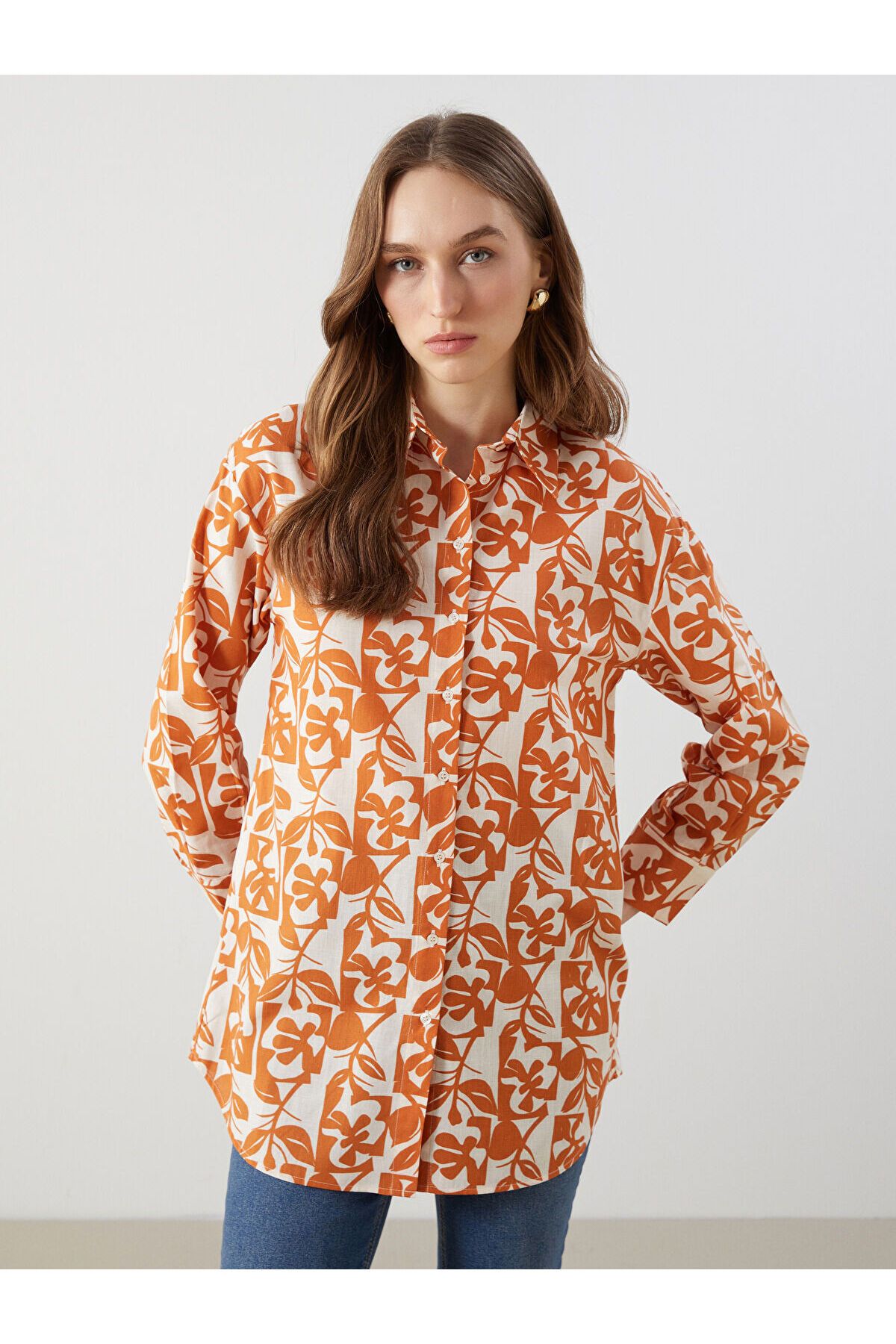 LC Waikiki Desenli Oversize Kadın Gömlek Tunik