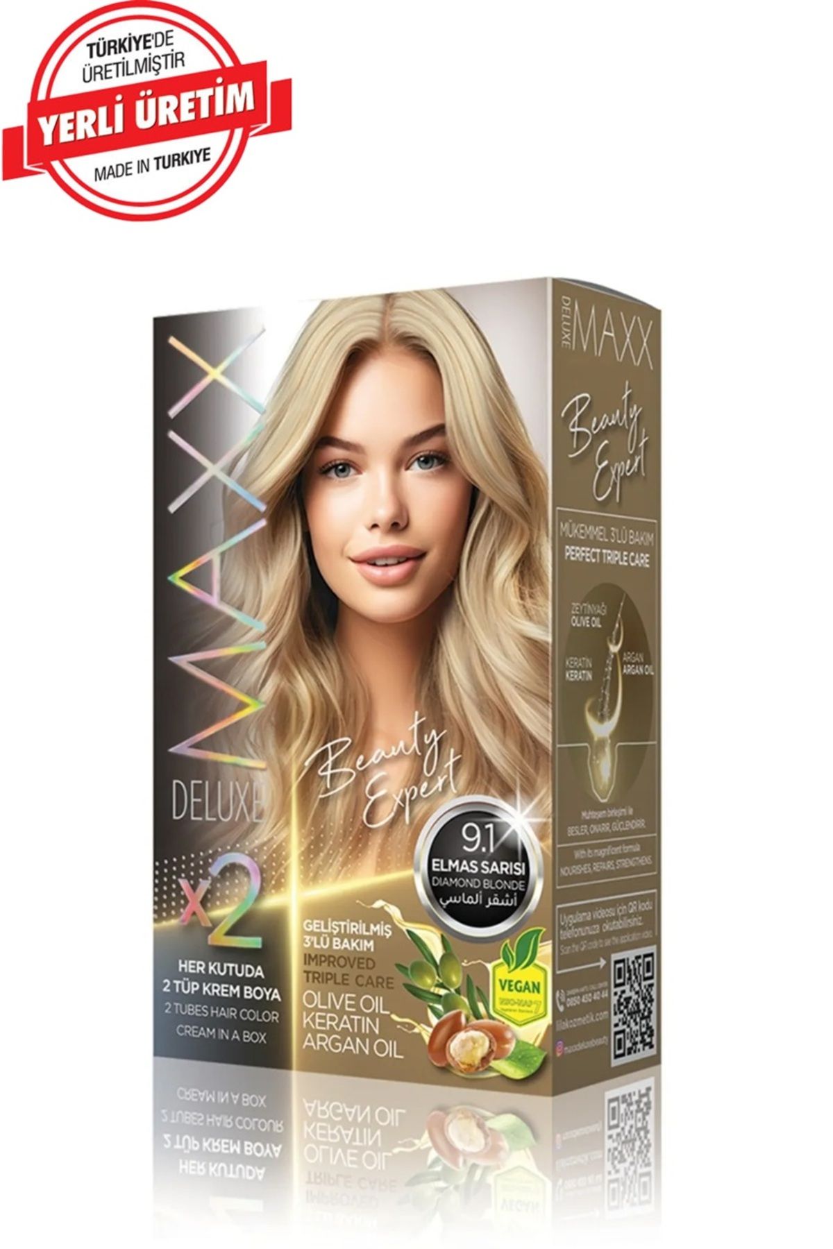 MUK's Beauty Tools MAXX DELUXE BEAUTY Keratinli Saç Boya Seti 2 Tüp + 2 Oksidan 34 Harika Renk Seçeneği