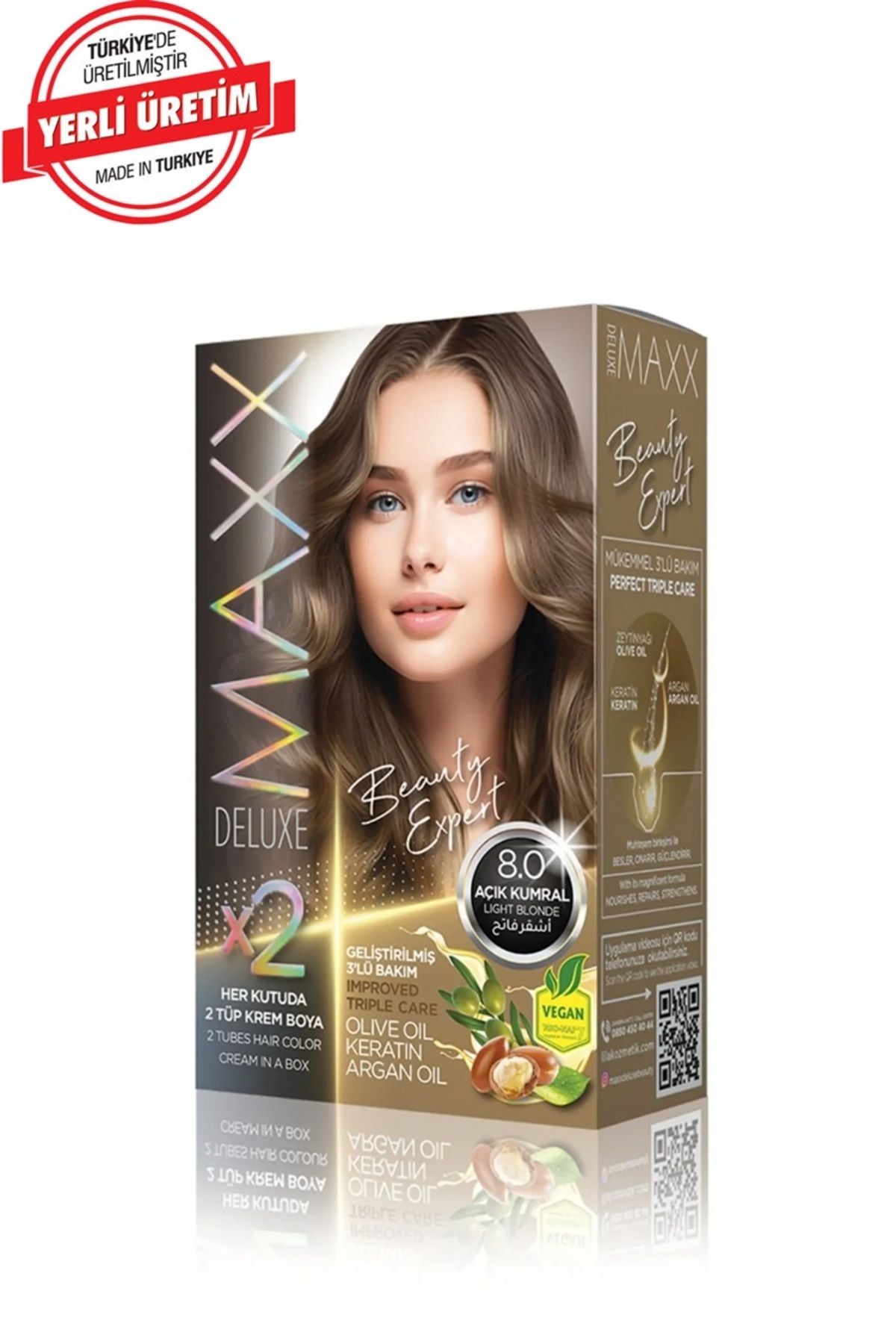 MUK's Beauty Tools MAXX DELUXE BEAUTY Keratinli Saç Boya Seti 2 Tüp + 2 Oksidan 34 Harika Renk Seçeneği