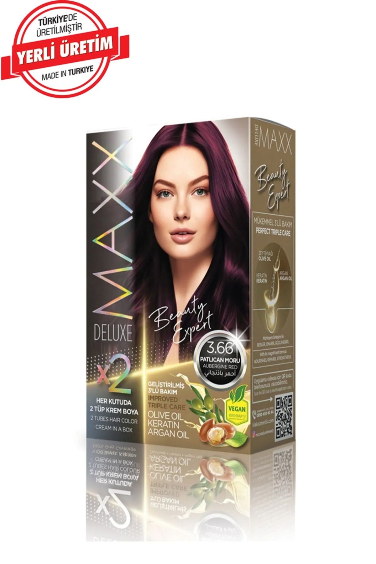 MUK's Beauty Tools MAXX DELUXE BEAUTY Keratinli Saç Boya Seti 2 Tüp + 2 Oksidan 34 Harika Renk Seçeneği