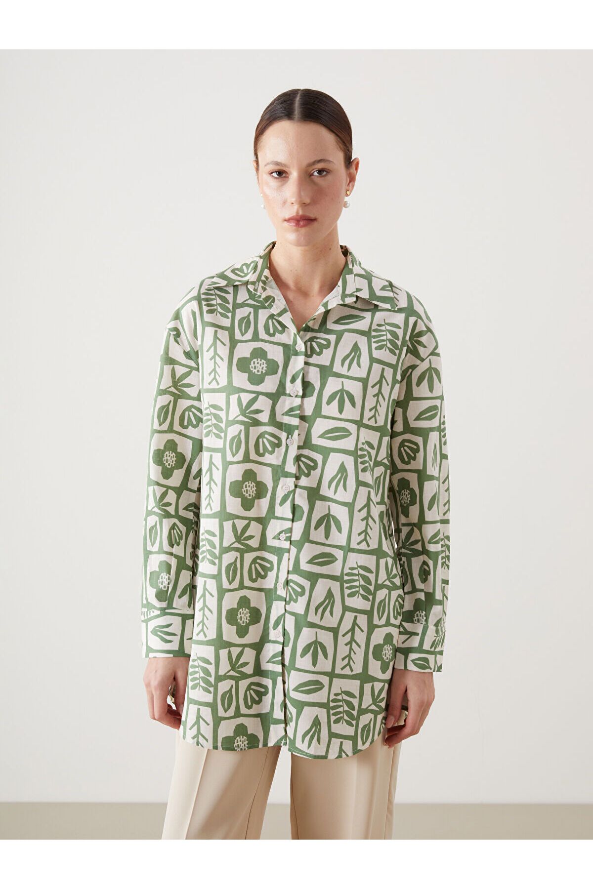 LC Waikiki Desenli Oversize Kadın Gömlek Tunik