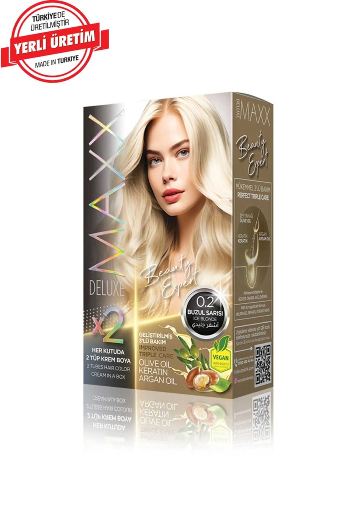 MUK's Beauty Tools MAXX DELUXE BEAUTY Keratinli Saç Boya Seti 2 Tüp + 2 Oksidan 34 Harika Renk Seçeneği