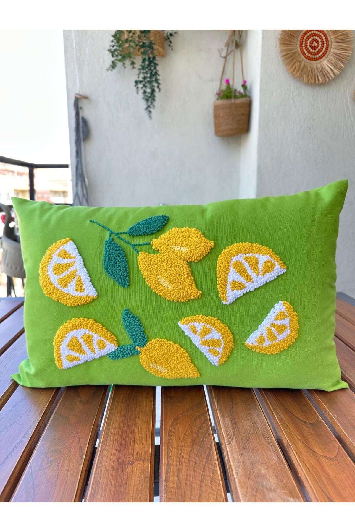 punchatolyem panch punch limon model el emeği kırlent kılıfı 30x50
