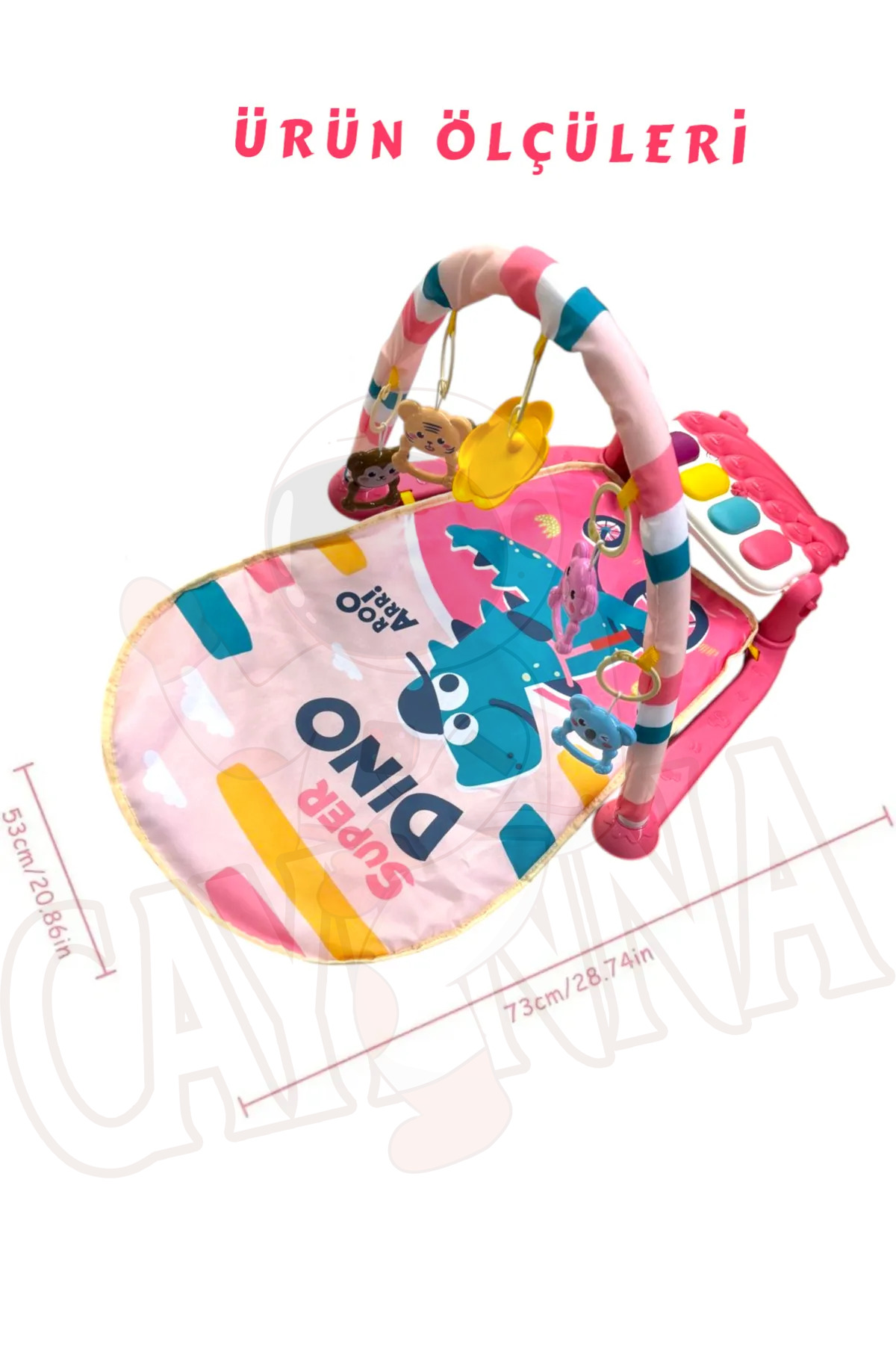 Genel Markalar Bebek Oyun Halısı Piyanolu, Gökkuşağı Dinozor Desenli 73 cm Sesli Dönenceli Bebek Halısı fotoğrafı 3 (önizleme)