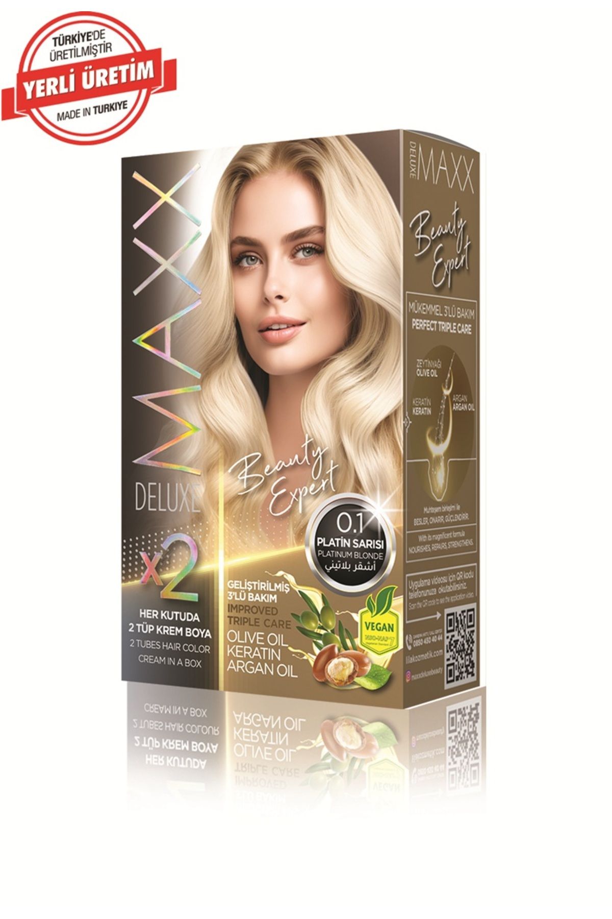 MUK's Beauty Tools MAXX DELUXE BEAUTY Keratinli Saç Boya Seti 2 Tüp + 2 Oksidan 34 Harika Renk Seçeneği