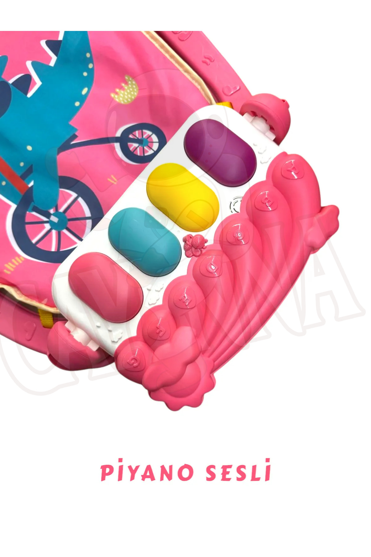 Genel Markalar Bebek Oyun Halısı Piyanolu, Gökkuşağı Dinozor Desenli 73 cm Sesli Dönenceli Bebek Halısı fotoğrafı 4 (önizleme)