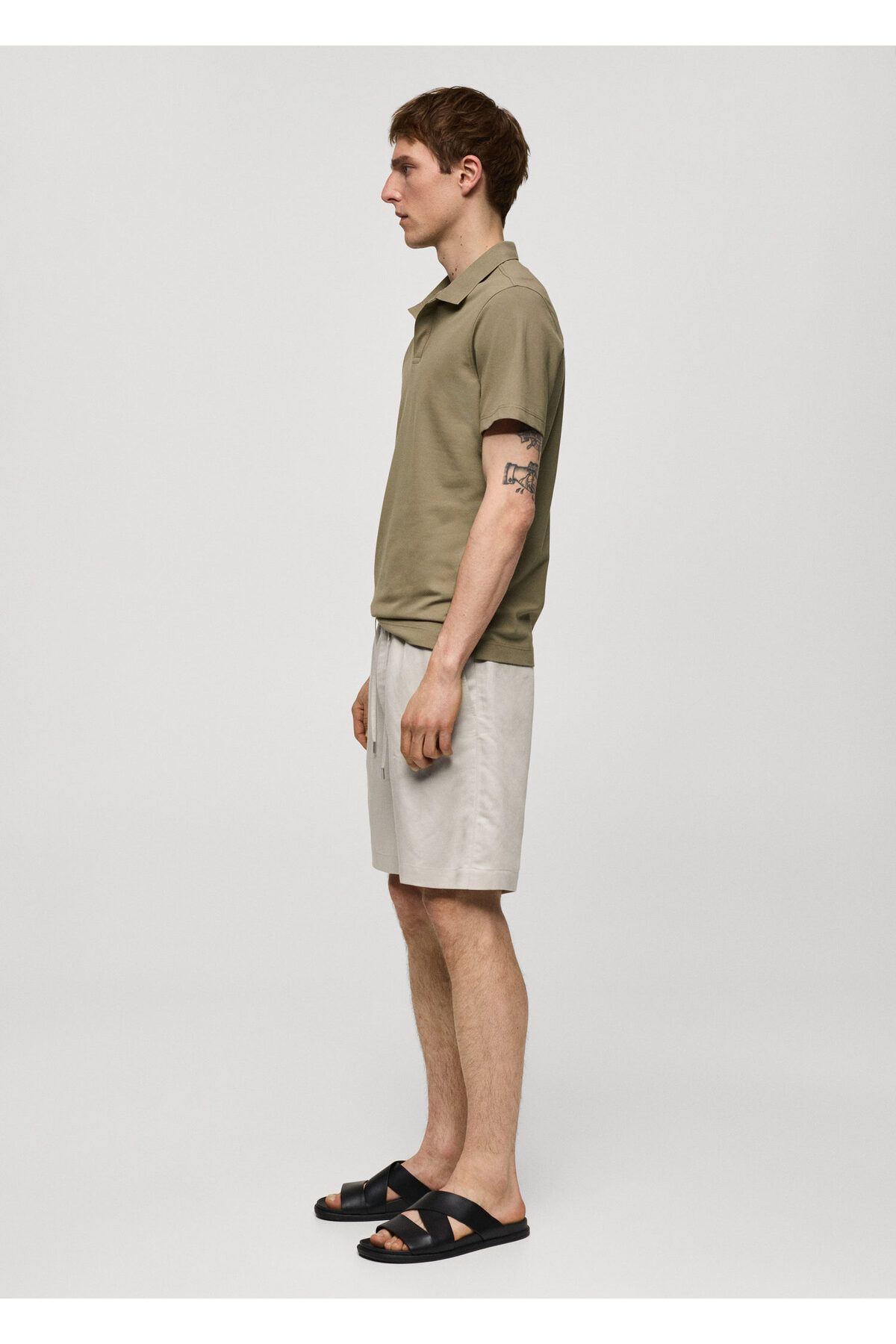 MANGO Woman-Khaki Men's Polo Neck T-Shirt 77080585 6