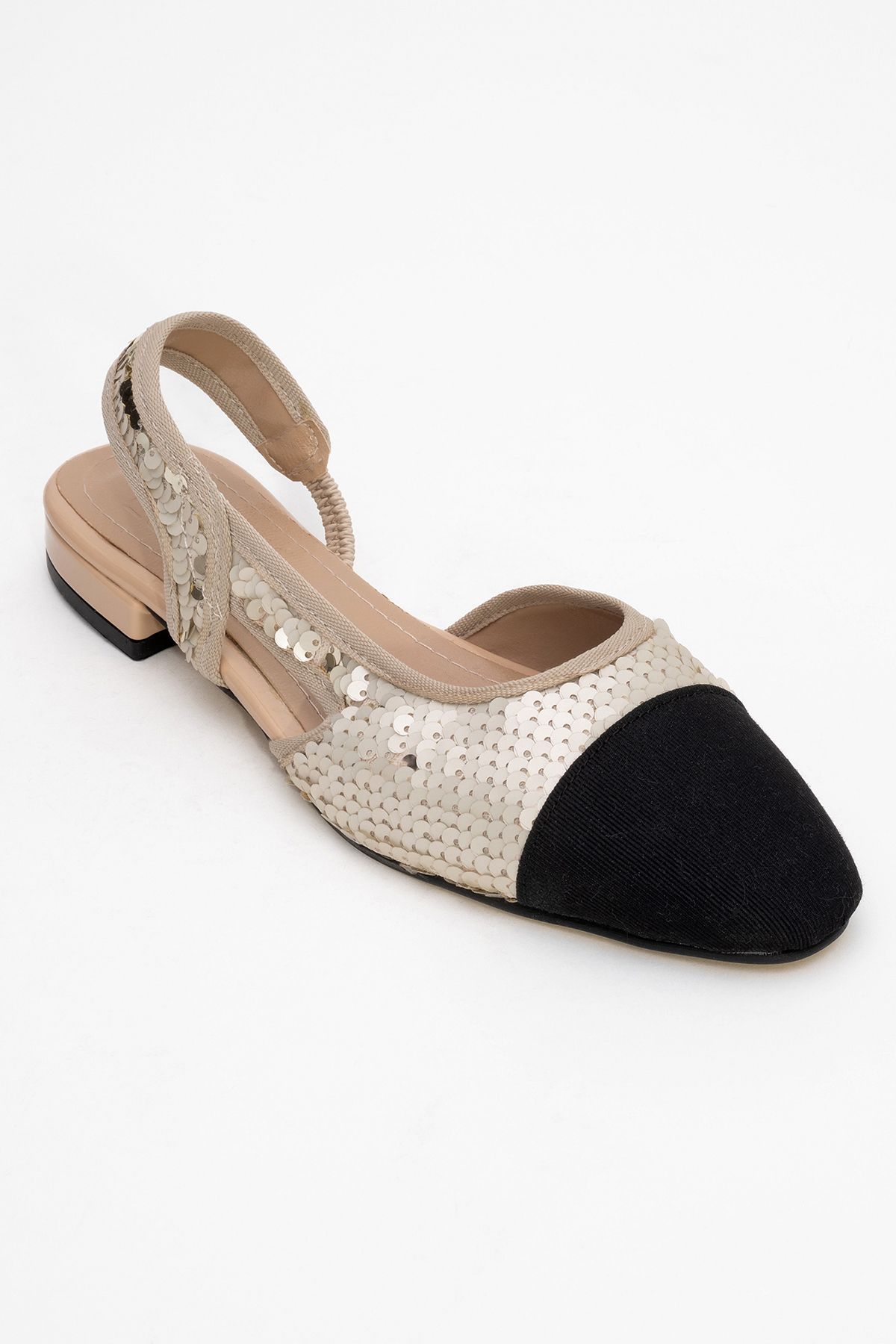 بابیت طلایی زنانه زن توالی Lujo در پشت کفش های تخت سبک luvishoes