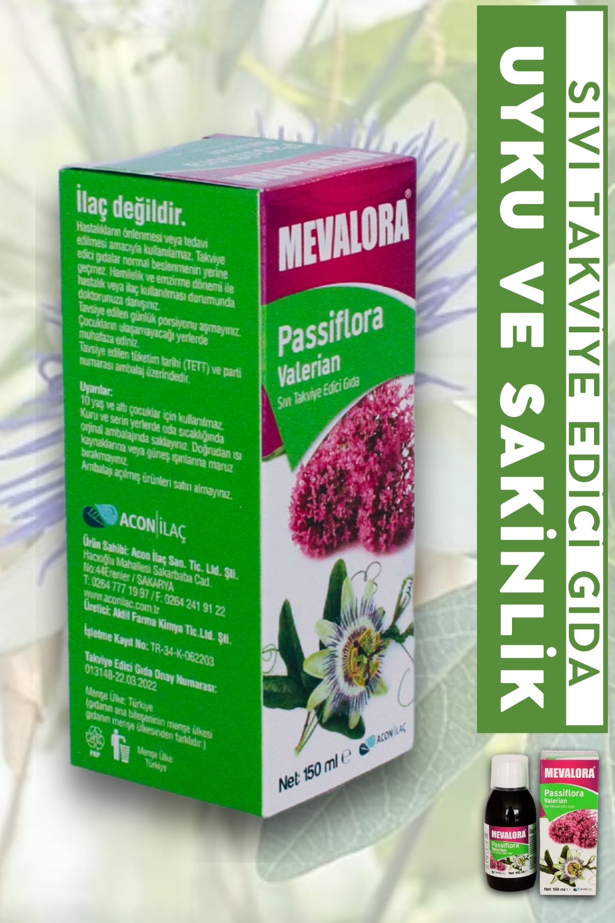 167サイコフラワー ACON İLAÇ Mevalora Pasiflora 150ML Şurup - Fiyatı, Yorumları