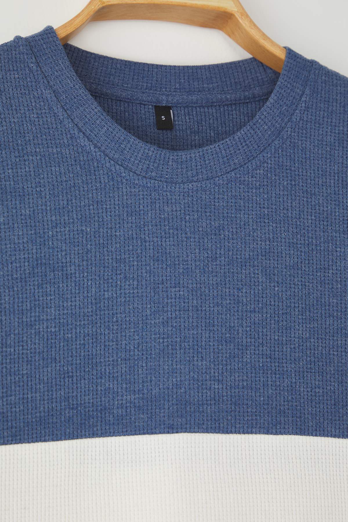 Trendyolmilla  Indigo Oversize/Geniş Kesim Renk Bloklu Dokulu T-Shirt TMNSS25TS00065 - Görsel 7