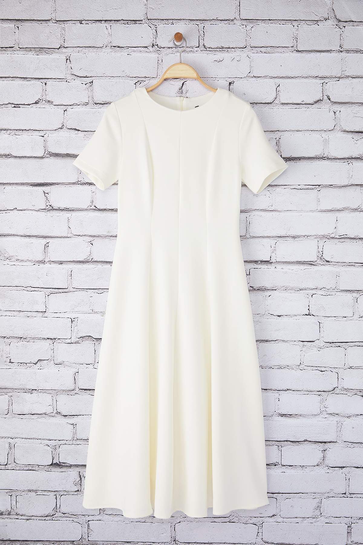Trendyol Collection-Λευκή φούστα με ανοιχτή μέση φόδρα Midi υφαντό φόρεμα TWOSS25EL00790 5