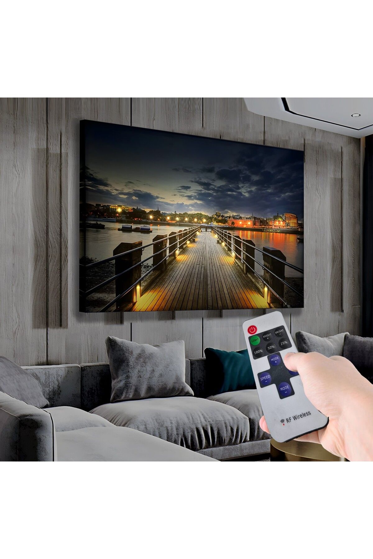 EMYA HOME Led Işıklı Uzaktan Kumandalı Köprü Kanvas Tablo