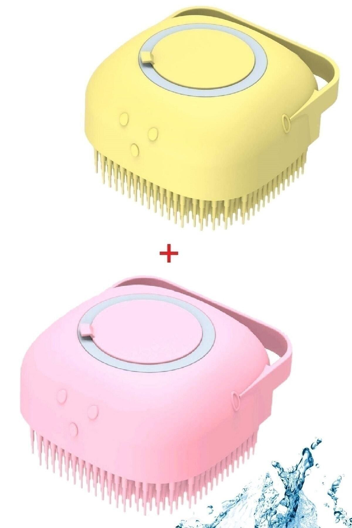 çt çeçem ticaret 2 Adet Silikon Banyo Duş Jeli Kesesi Hazneli Şampuan Peeling Vücut Masaj Fırçası