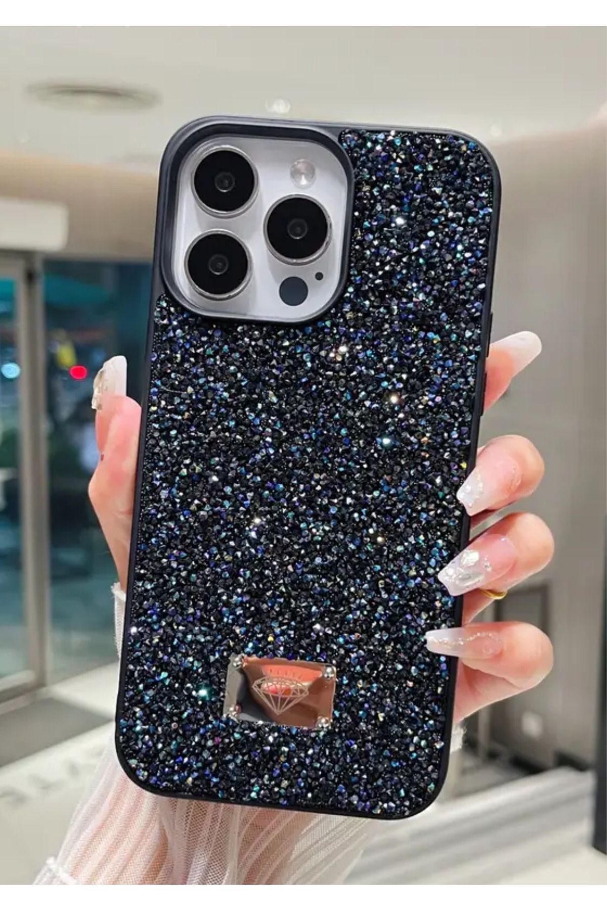 BCASE İphone 14 Pro Max Taşlı Kılıf Parlak Elmas Tasarım Lüx Silikon