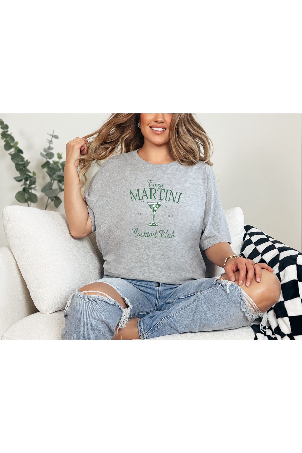 GHAND Martini Cocktail Club BASKILI trend Unısex Normal Kalıp T-Shirt