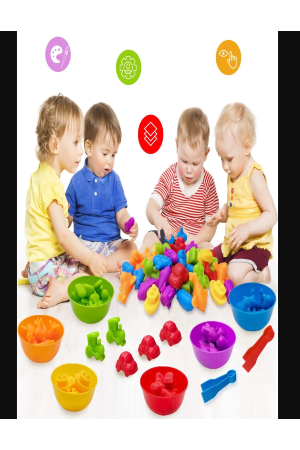 Ax Axentia Sevimli Hayvanlar Aktarım Seti Montessori ince Motor Beceri Renkleri Ayırt Etme Eğitici Oyuncak