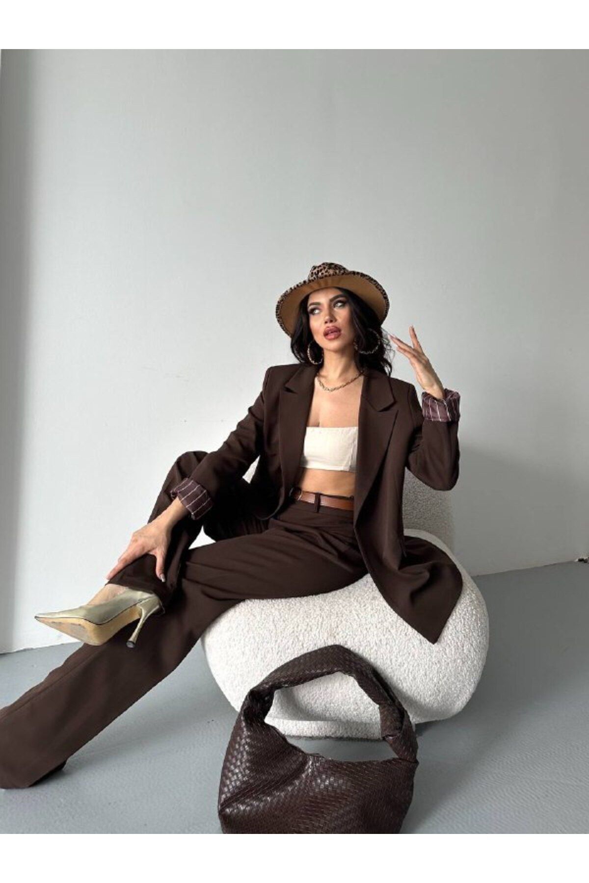 Castivo Fashion oversize Ceketli Kemerli Takım Kadın Pantolon Ceket Takım