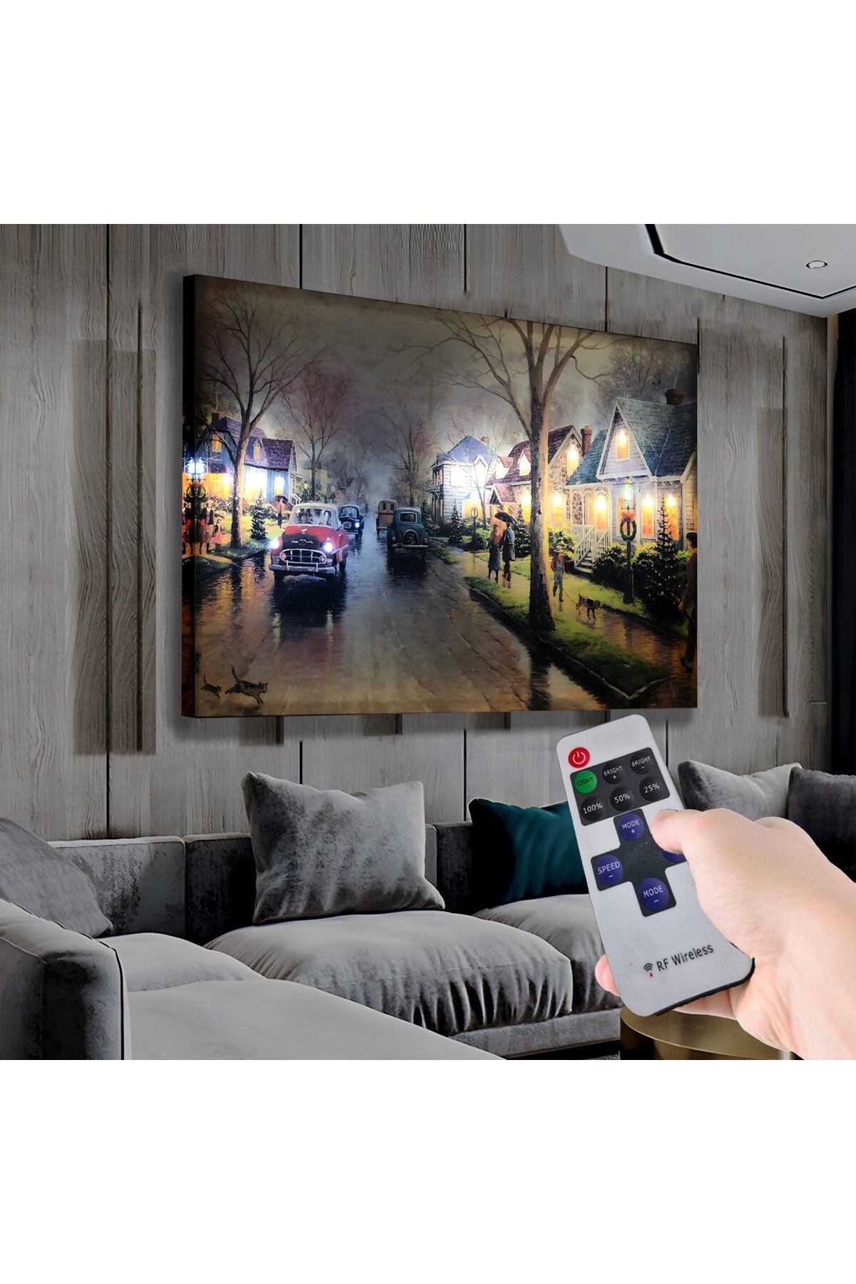 EMYA HOME Led Işıklı Uzaktan Kumandalı Tarihi Ev Kanvas Tablo