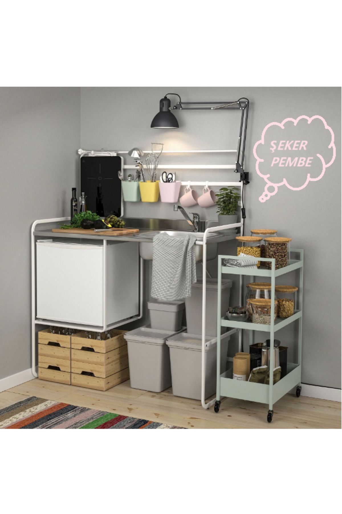 IKEA SUNNERSTA KAP, Askılı Kaşıklık, Düzenleyici, Sarı Renk x 1 adet