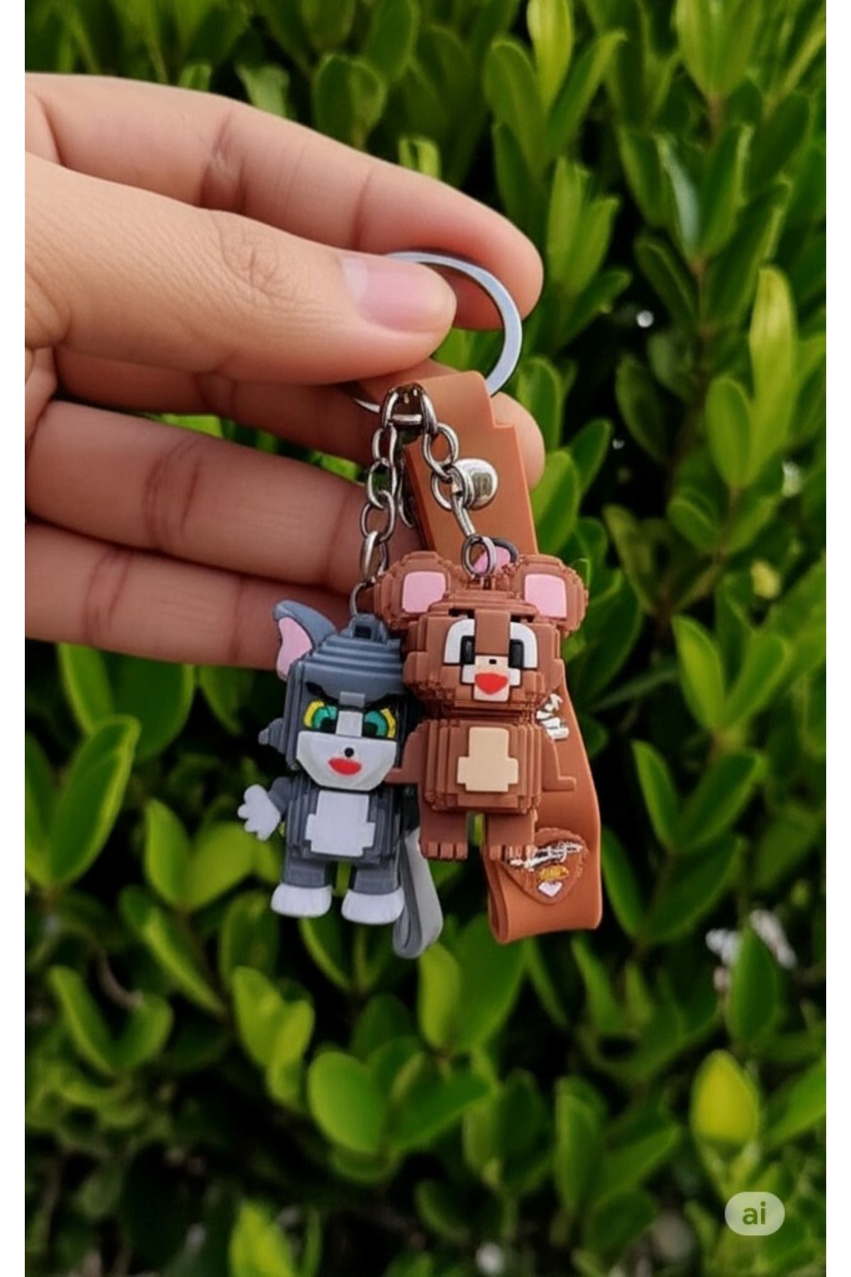 Mimi Aksesuar 3D Tom ve Jerry İkili Slikon Anahtarlık Ve Çanta Aksesuarı