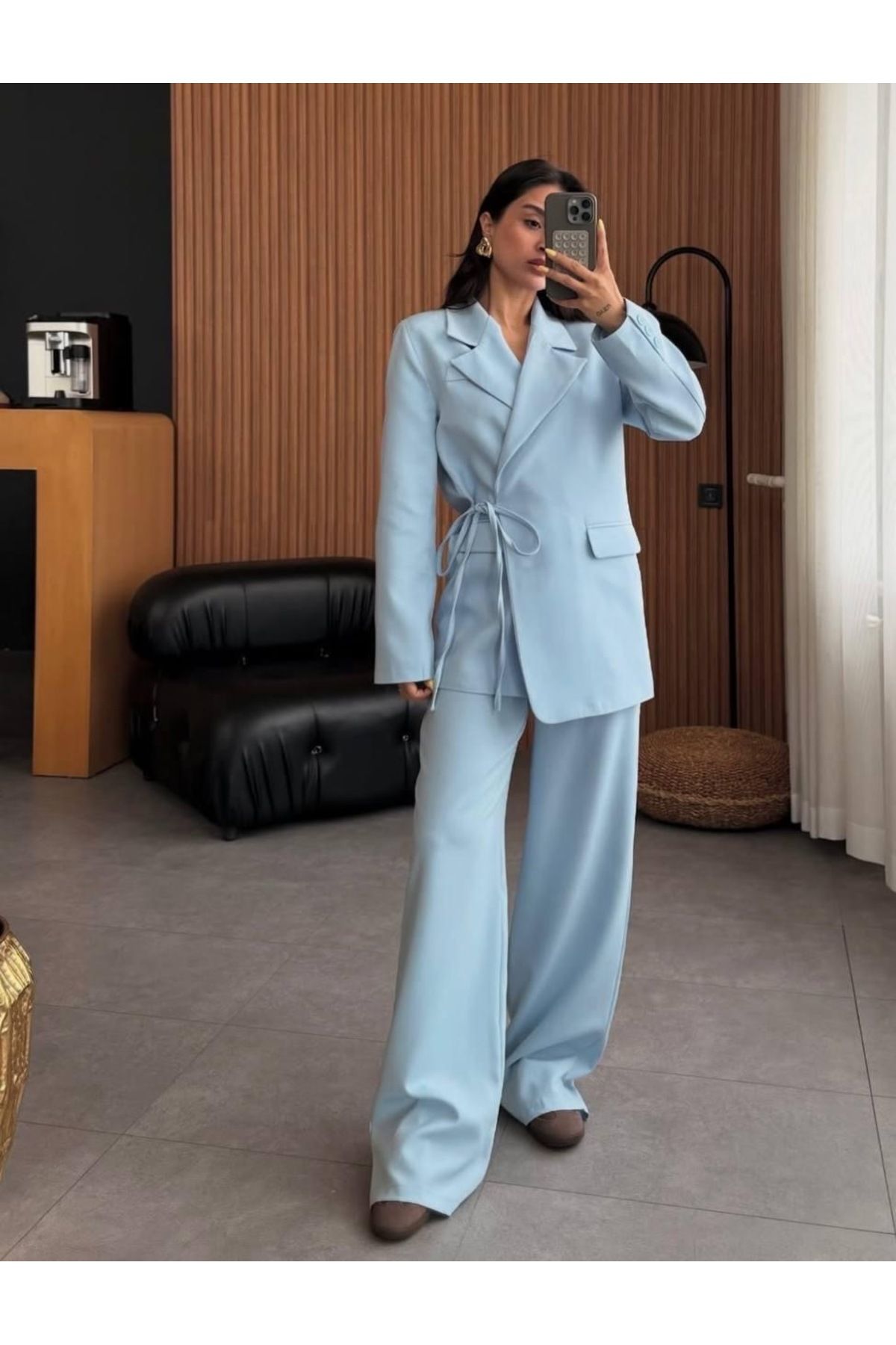 Ekim Store Yandan Bağcıklı İkili Blazer Takım