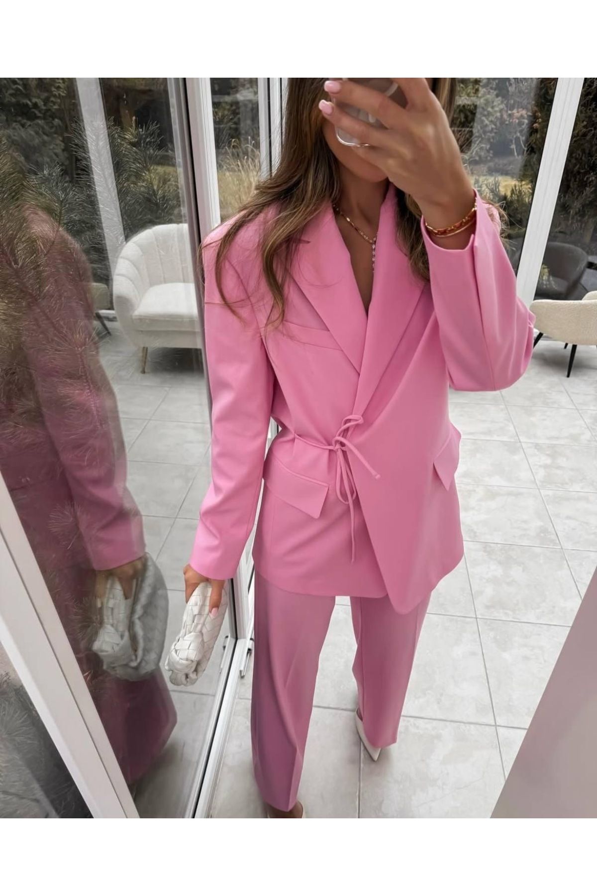 Ekim Store Yandan Bağcıklı İkili Blazer Takım