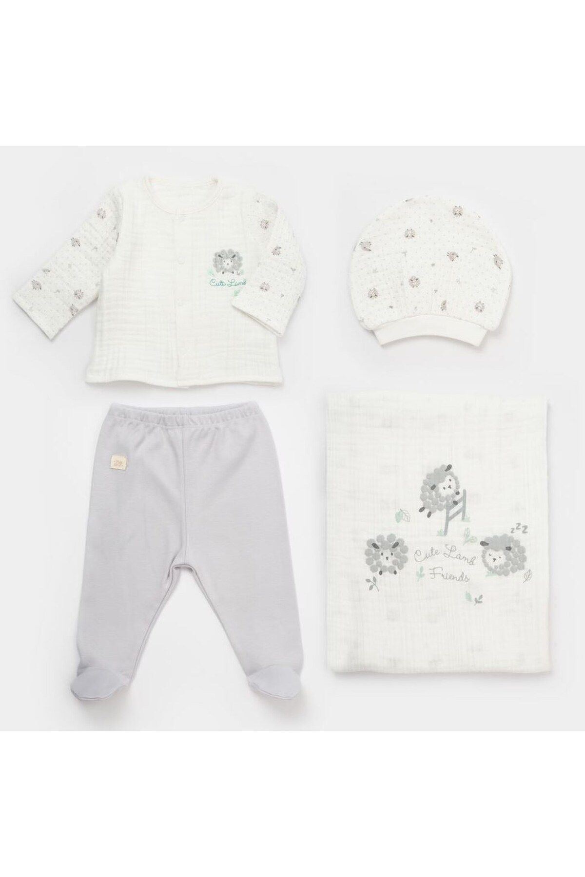 Bibaby Lamb Friends Battaniyeli Tüllü 4'Lü Set 62347 Gri