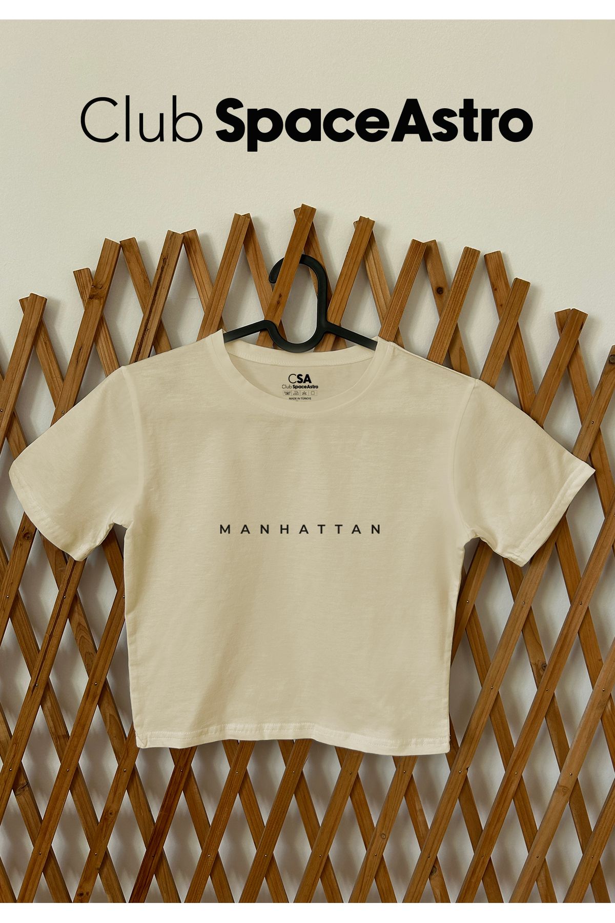 ClubSpaceAstro Manhatton Baskılı Pamuklu Likralı Bisiklet Yaka Crop Kadın Üst