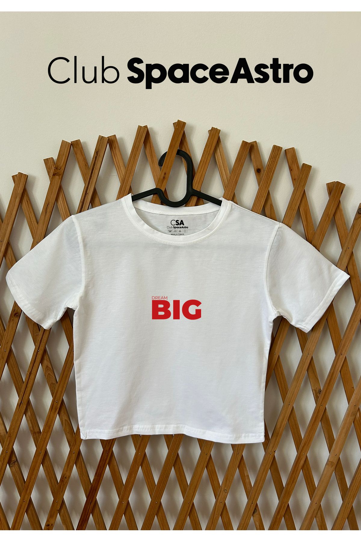 ClubSpaceAstro Dream Big Baskılı Pamuklu Likralı Bisiklet Yaka Crop Kadın Üst