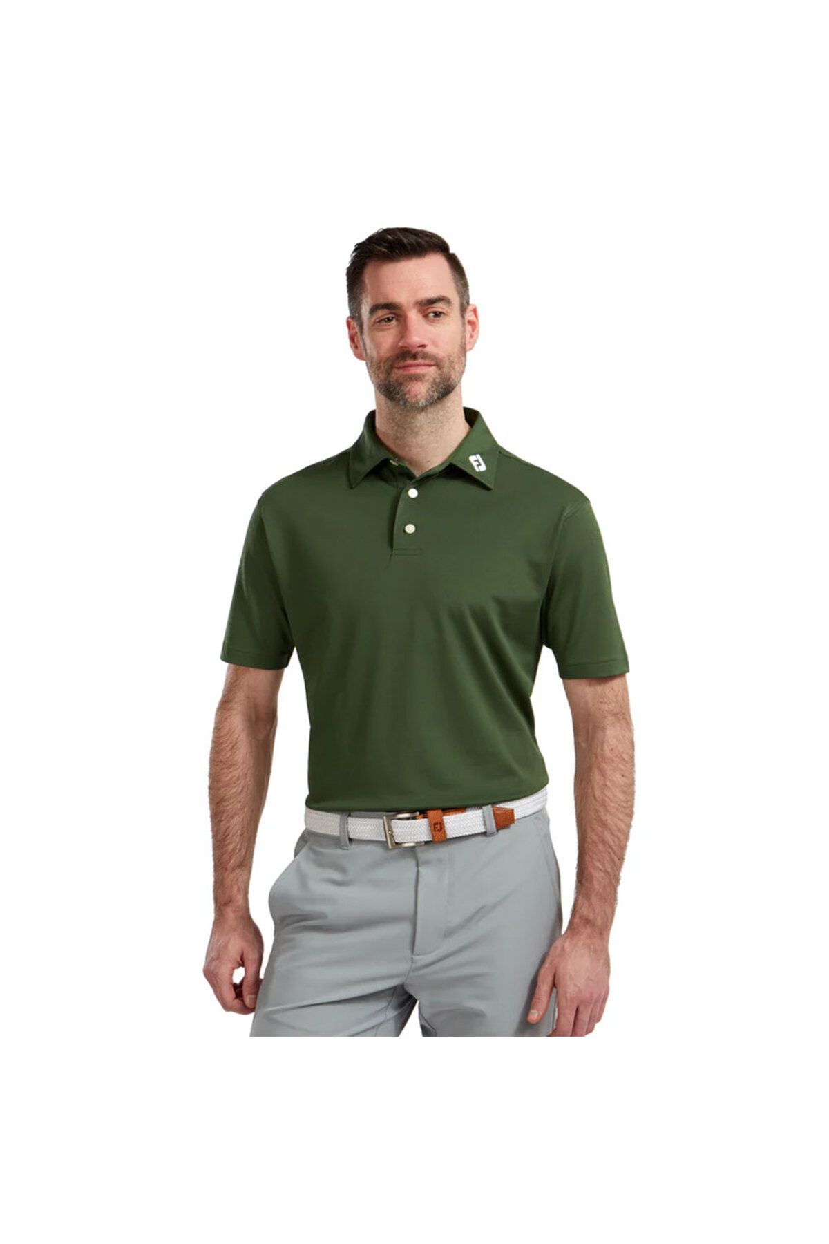 FootJoy Stretch Pique Solid Polo Yaka Yeşil Golf T-Shirt 84455