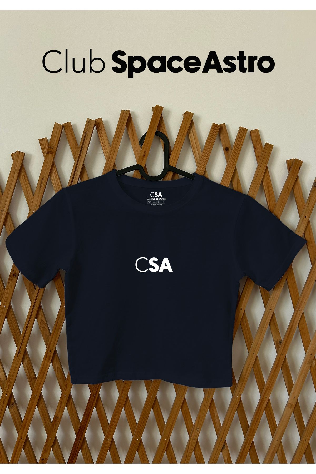 ClubSpaceAstro CSA Baskılı Pamuklu Likralı Bisiklet Yaka Crop Kadın Üst