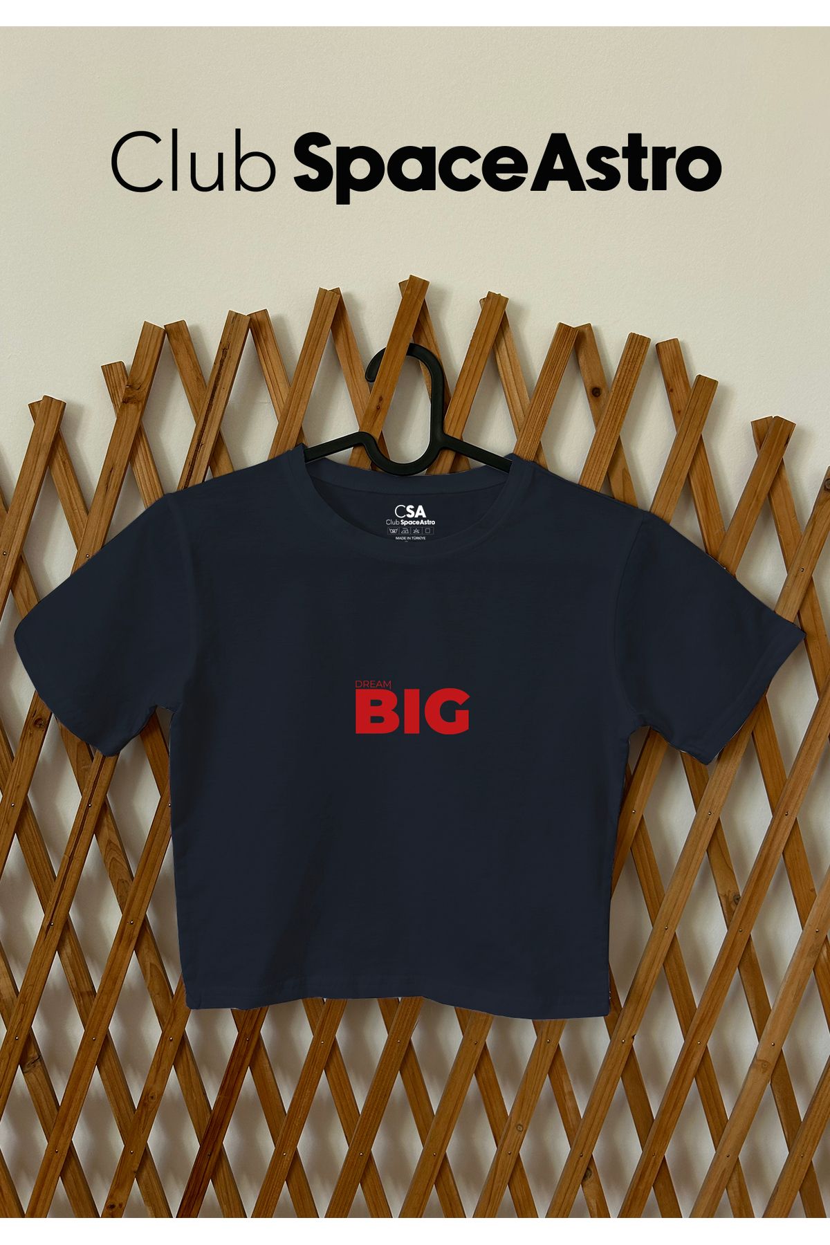 ClubSpaceAstro Dream Big Baskılı Pamuklu Likralı Bisiklet Yaka Crop Kadın Üst