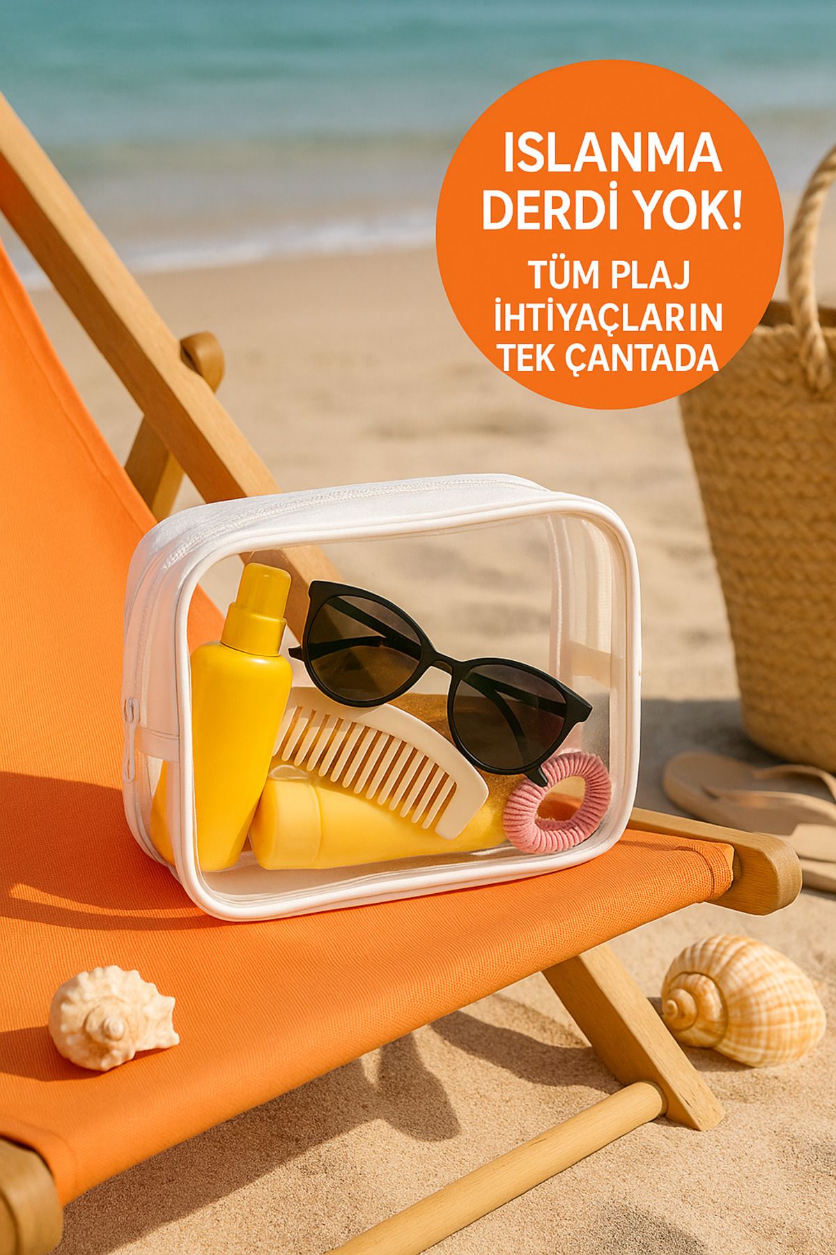 HİG HOME Su Geçirmez Şeffaf Plaj Çantası – Tatil İçin Organizer