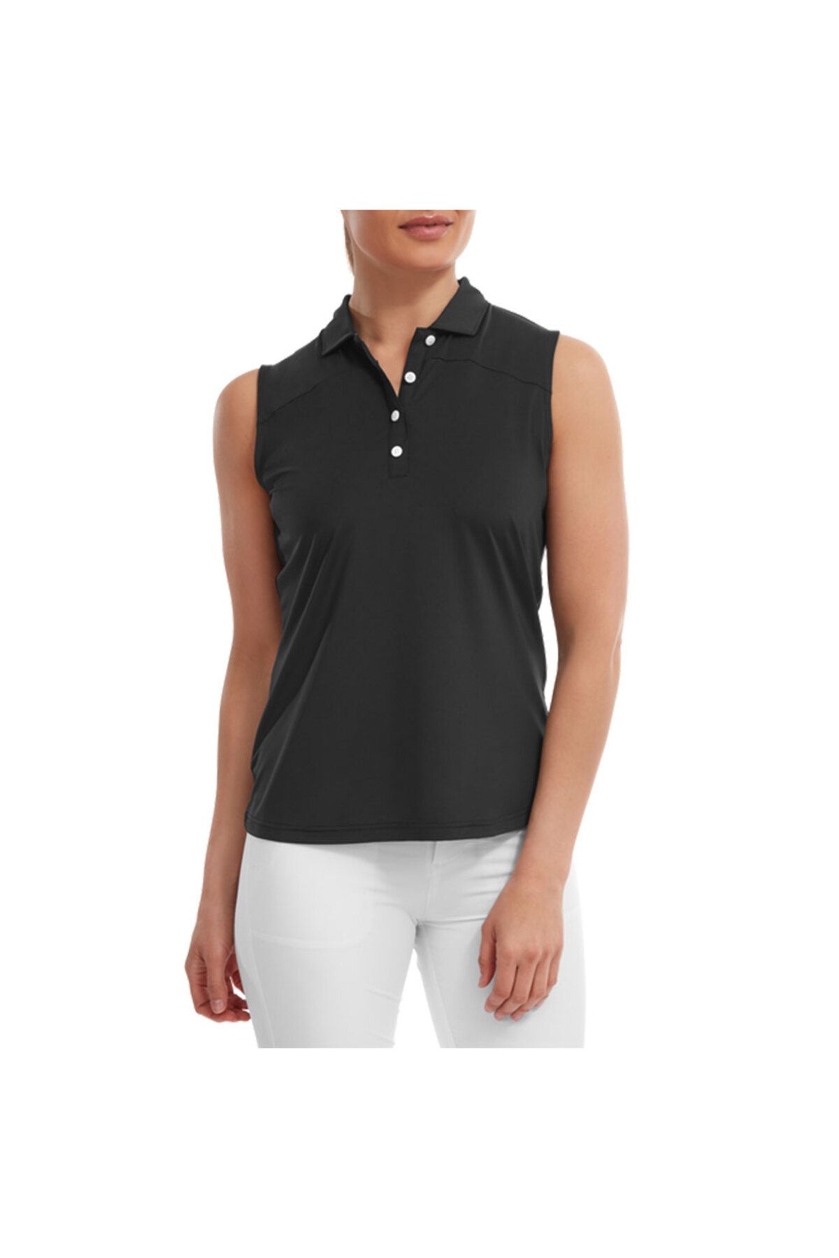 FootJoy Kadın Kolsuz Polo Yaka Siyah T-Shirt 88501