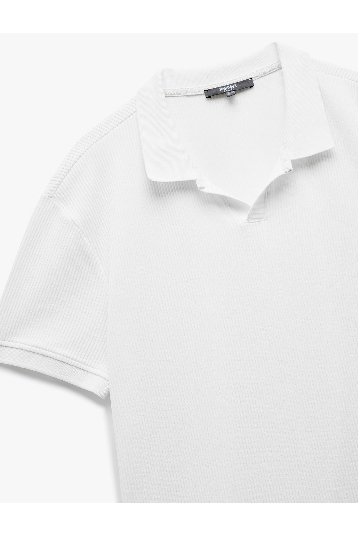 Koton-Tricou cu mânecă scurtă din bumbac, cu textura normală, cu gât polo 5