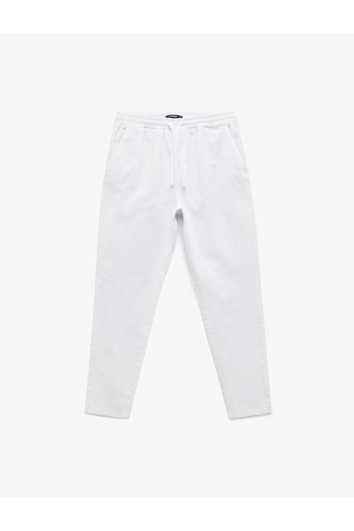 Koton Beli Bağcıklı Pamuklu Cep Detaylı Kanvas Chino Pantolon