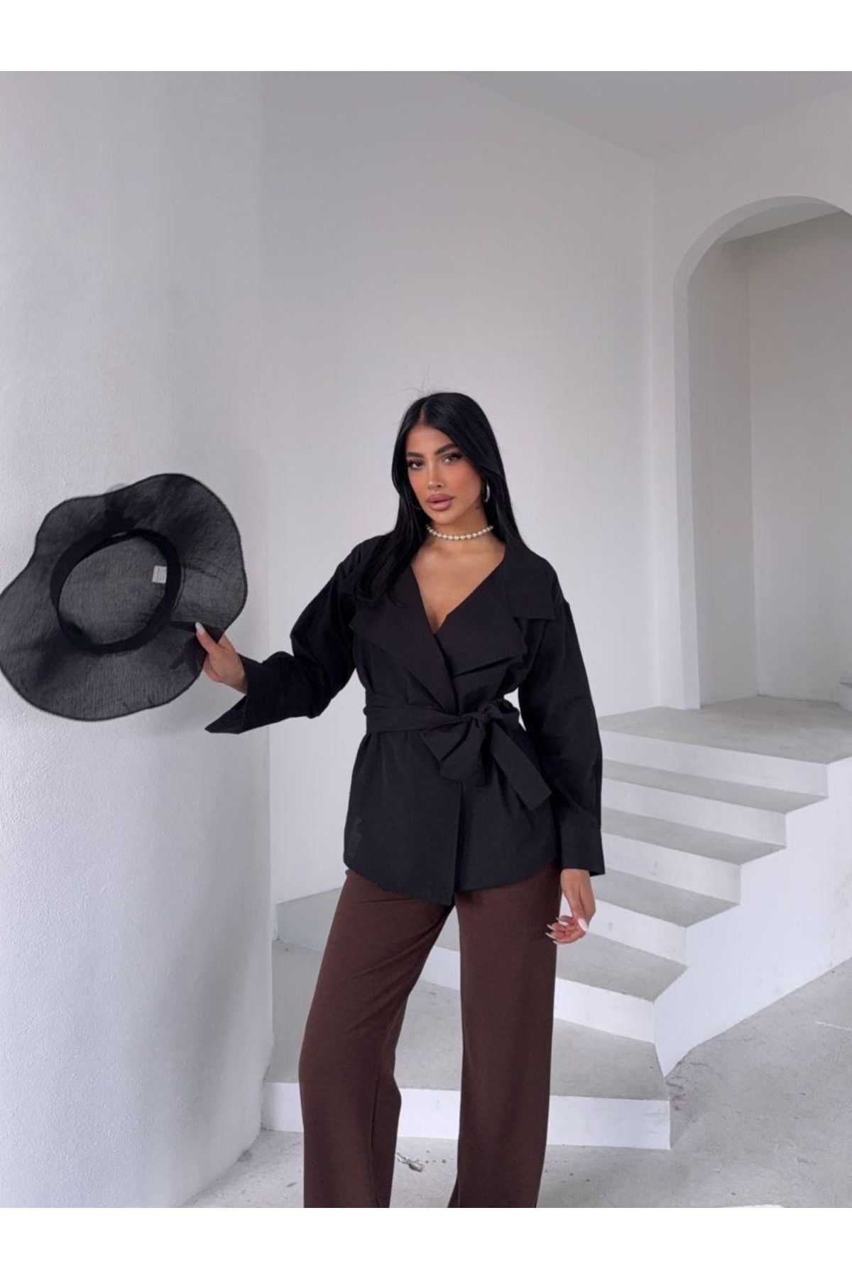 Ekim Store Yandan Kalın Bağlamalı Gömlek