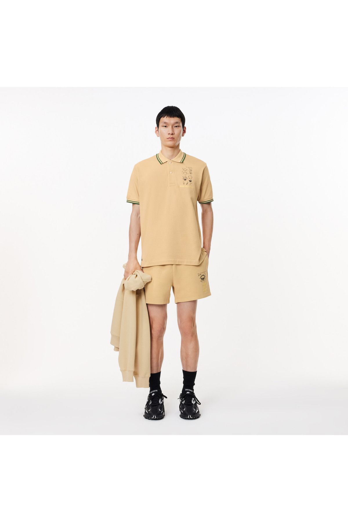 تی شرت یقه پولو مردانه L.12.12 کلاسیک مناسب طرح دار چوگان Lacoste