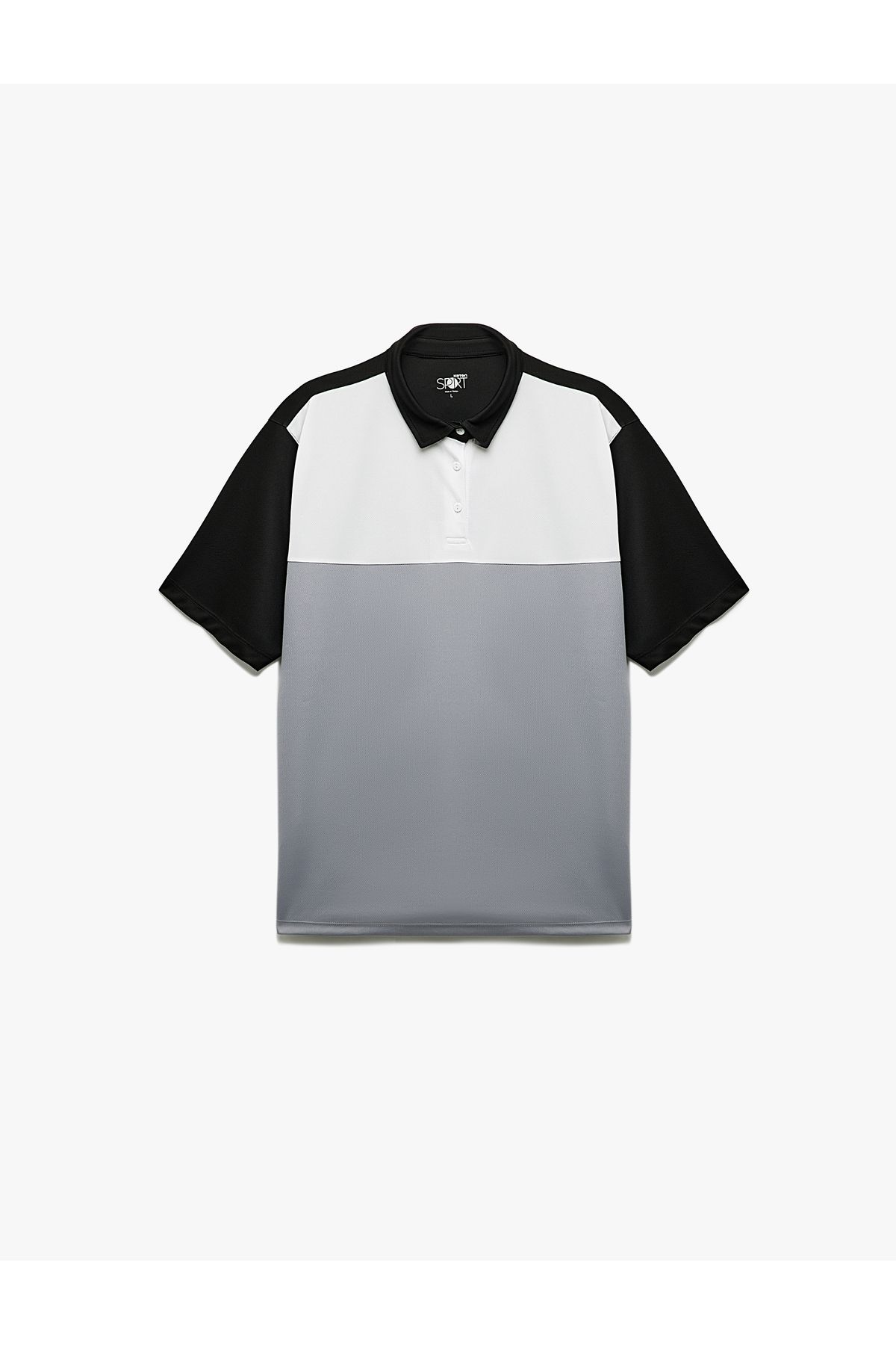 Koton Kısa Kollu Polo Yaka Renk Bloklu Oversize Spor Tişört