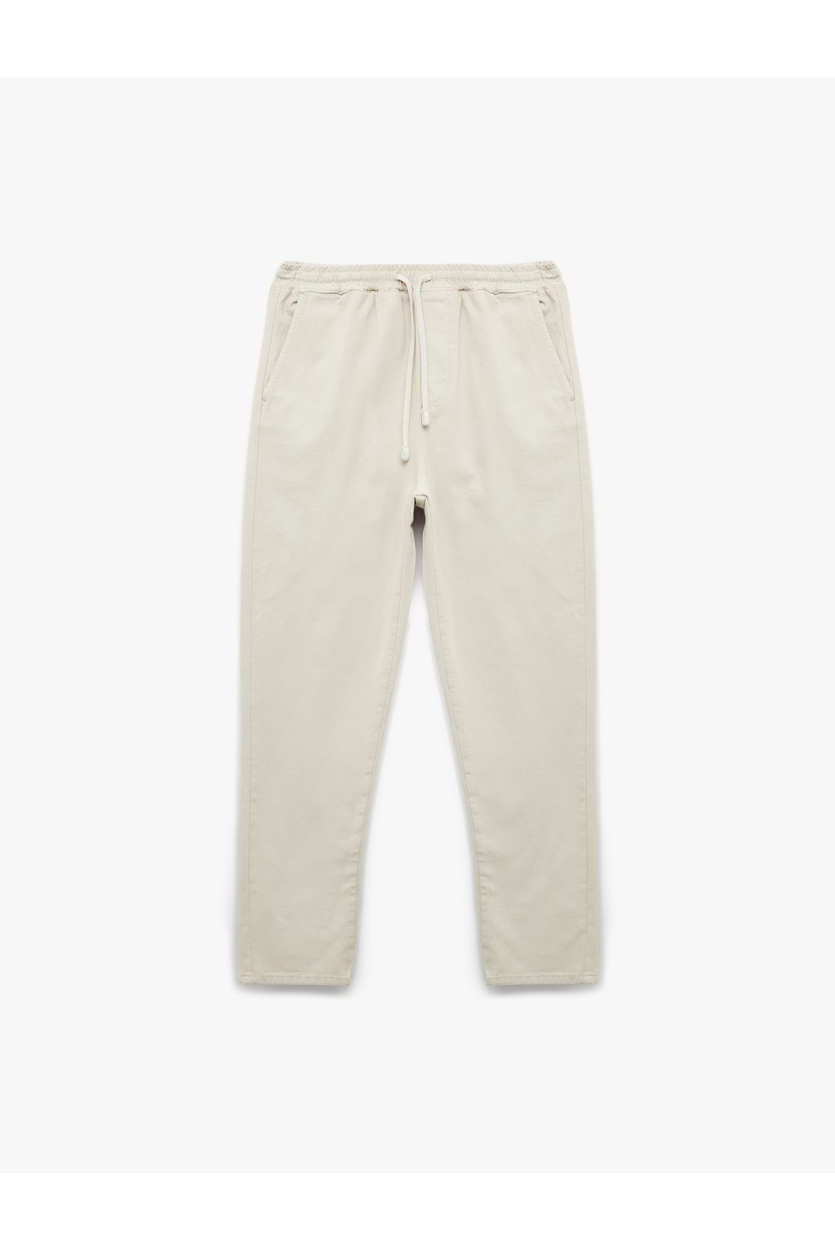 Koton Beli Bağcıklı Pamuklu Cep Detaylı Kanvas Chino Pantolon