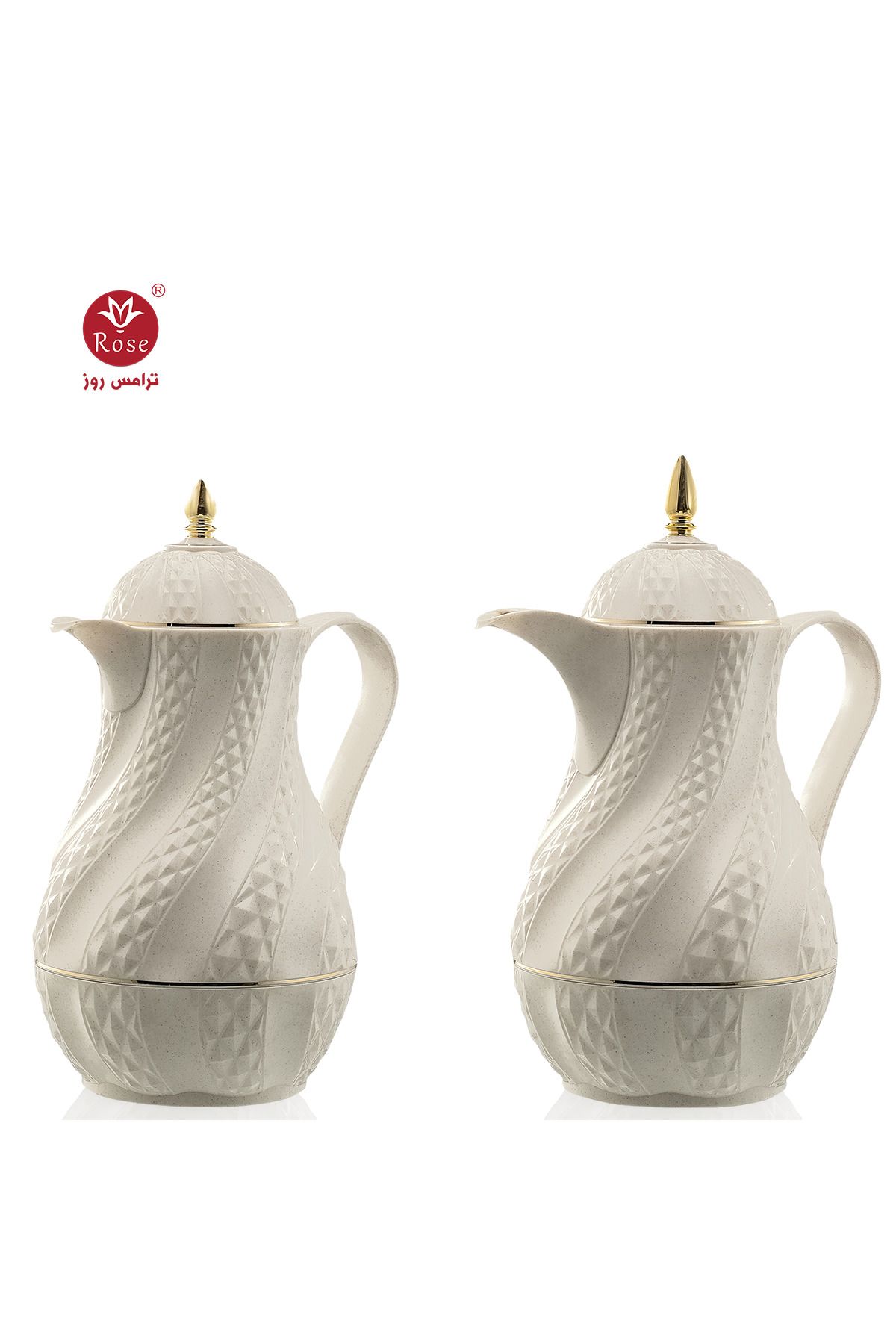 Rose-RS-2424 - A distinctive patterned tea and coffee thermos set consisting of two rose thermoses, one with a capacity of one and a half liters of coffee and one and a half liters of tea. 1