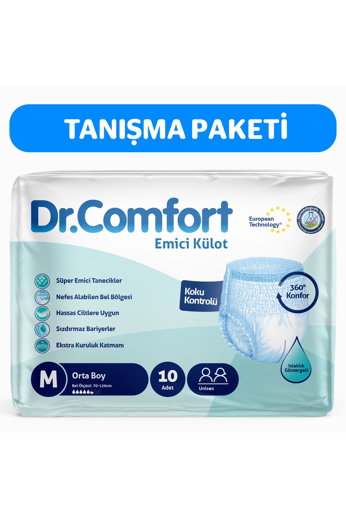 Dr.Comfort Yetişkin Emici Külot Medium 10'lu 1 paket 10 adet